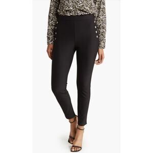 PATRIZIA LUCA Sailor Button Trim Skinny Pants in Black Size M